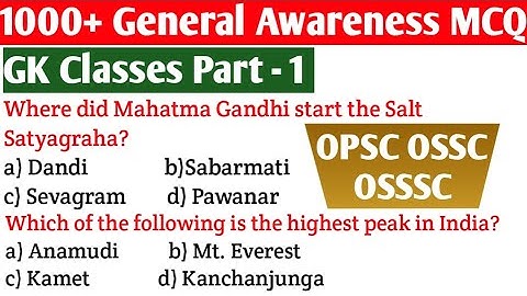 General knowledge 1000 Mcq // Part -1 // Target OPSC ASO 1000 MCQ Series //For all Competitive Exam