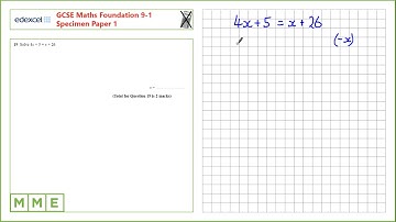 GCSE Maths EDEXCEL Foundation Specimen     Paper 1   Q19 Solving linear equations
