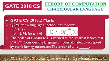 GATE CS 2018,Q52: Given a language L, define L^i as follows: L^0 = {ε}   L^i = L^i-1∙L for all i