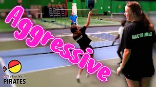 Very Aggressive Mixed vs Men's Doubles Pickleball