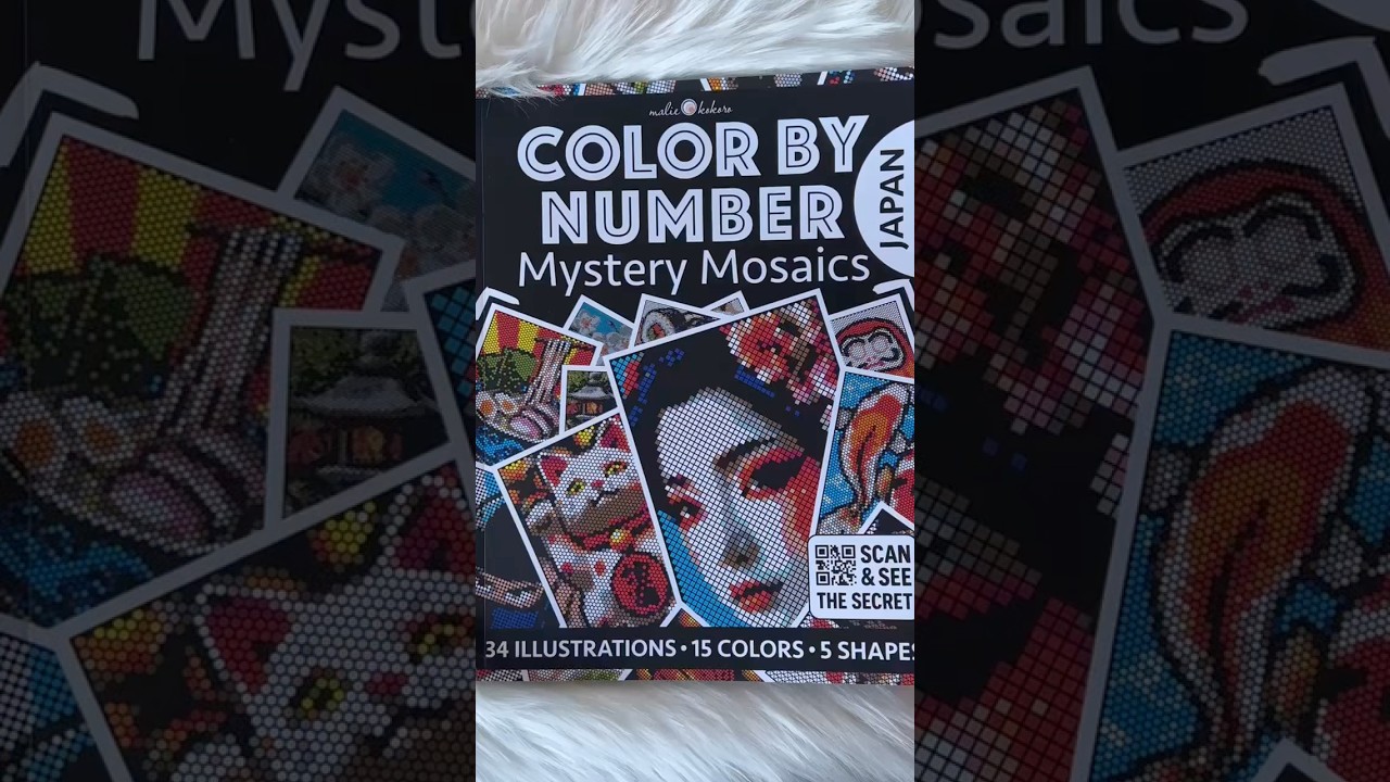 Japan Color By Number Mystery Mosaics Coloring Book | Malie Kokoro | Flip Through & Completed Page
