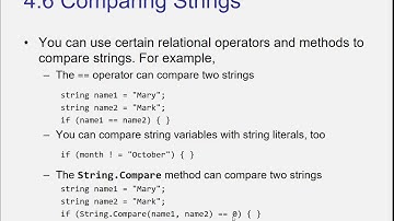 C#   Chapter 4   Making Decisions   Part 18   Comparing Strings swf