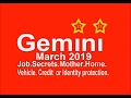 Gemini March prediction.  Job. Protect your credit and reputation.