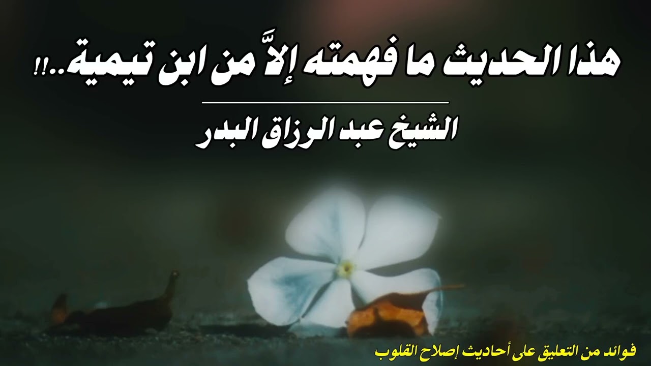 هذا الحديث ما فهمته إلاَّ من ابن تيمية..!! الشيخ عبد الرزاق البدر حفظه الله