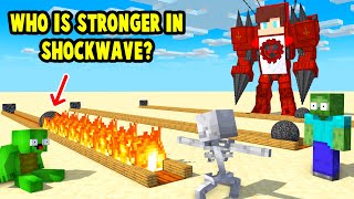 Monsters & Herobrine vs Titan JJ and Mikey WHO IS STRONGER IN SHOCKWAVE - Maizen Minecraft Animation