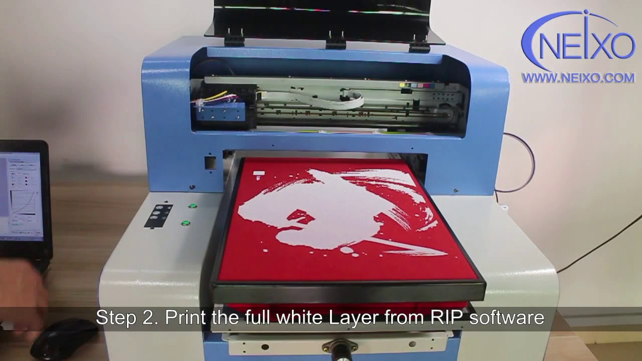 Red T shirt printing  with A3 size  neixo DTG  garment 