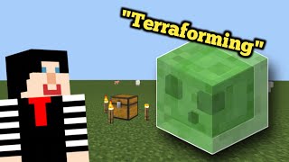 Transforming a Bedrock Superflat into a Slimeflat world, in Survival.