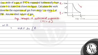 One mole of a gas at \( 0^{\circ} \mathrm{C} \) is expanded isothermally from state 1 to state 2...