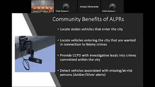 Automatic License Plate Reader System Community Meeting March 30, 2023