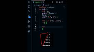 Inverted Right Triangle Pattern in C | Pattern Printing in C (Part 3) | #Shorts #Octrin