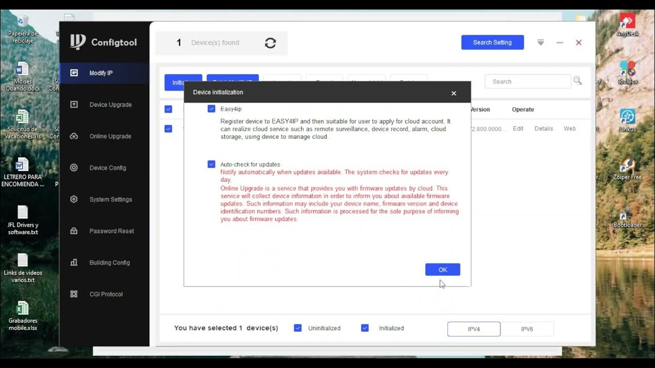 Como inicializar y colocar una IP fija por medio del Configtool de