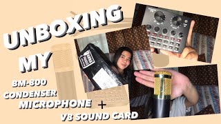 Unboxing My Bm800 Condenser Microphone  V8 Sound Card  Trc Vlogs