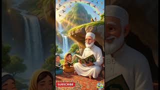 🏔️ Little Muslims Learning Quran in Paradise ✨📖 | Peaceful Islamic Cartoon 🌙 #shortsfeed