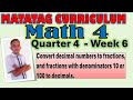 Matatag Curriculum Math 4 Quarter 4 Week 6