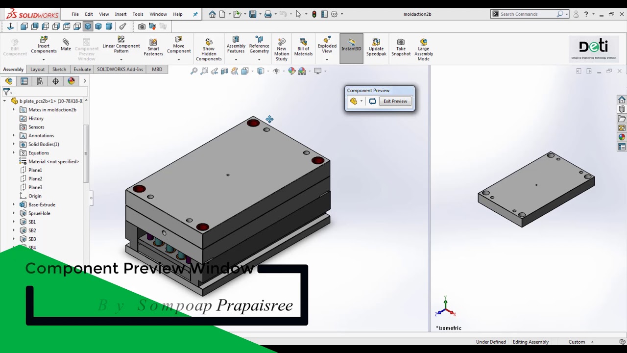 สอน SolidWorks ตอนที่ 116 คำสั่ง Component Preview Window #SolidWorks ...