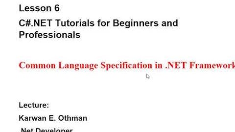 6- Common Language Specification in  NET Framework