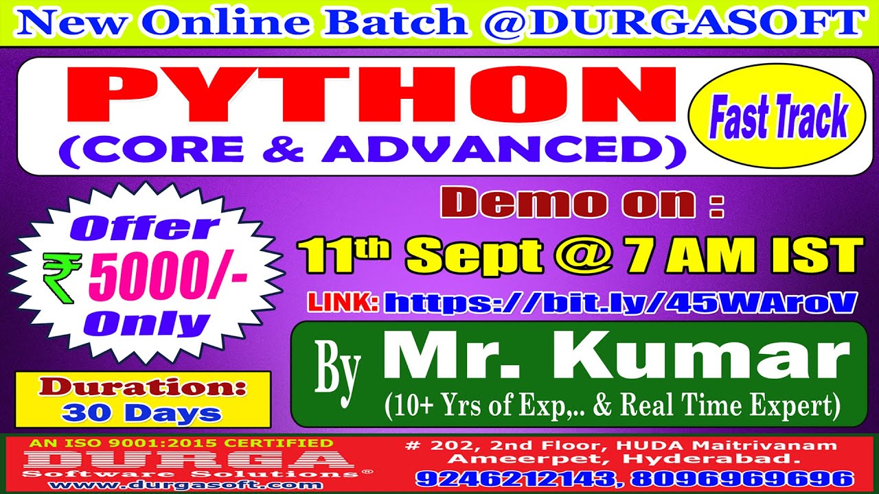 PYTHON (Fast Track) Online Training @ DURGASOFT - YouTube
