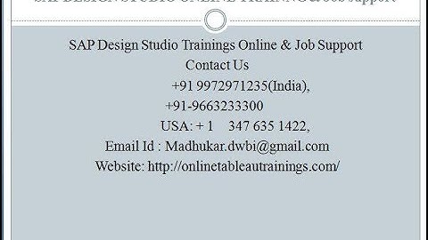 SAP Business objects Design Studio Online Course from INDIA