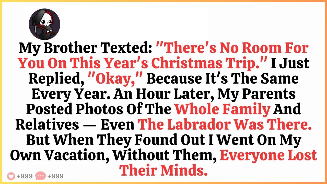My Younger Brother Said No Room For Me On Christmas Trip, But When I Traveled Alone, They Panick