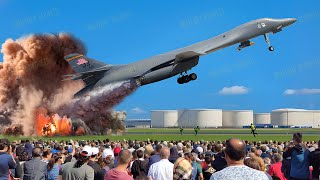 Terrifying Moment! US B-1 Lancer bomber takes extreme takeoff towards the Middle East