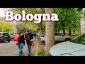 Green Bologna. The old district of the polyclinic S.Orsola. Italy  - 4k Walking Tour - Travel Guide.