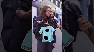 How many holes are in this shirt? This is impossible! #streetinterview #visualpuzzle #brainteaser