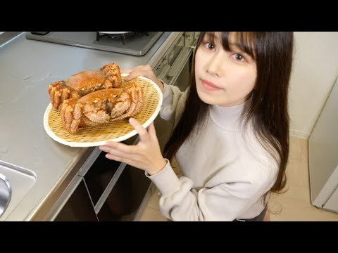 今夜は「毛ガニ」を頂いたので・・・。