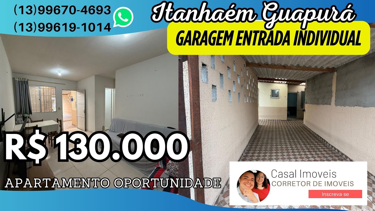 Apartamento lindo entrada individual em ITANHAÉM Bairro Guapurá 130MIL