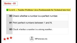 Check Perfect Number, Perfect Numbers Between 1 to N & Strong Number #java #technical #programming