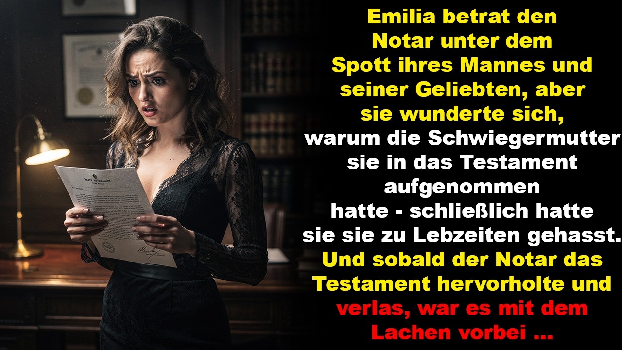 Sie kam zum Notar unter dem Spott ihres Mannes und seiner Geliebten,doch das Testament seiner Mutter
