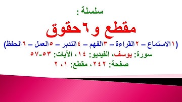 مقطع و6 حقوق (سورة يوسف الفيديو 14 الآيات: 53-57) (في المصحف صفحة 242 مقطع 1، 2) محمد ماضي