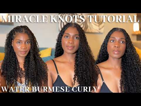 Water Burmese Curly Crochet Hair Install | Miracle Knots Method on Type 4 Natural Hair | Eayon Hair