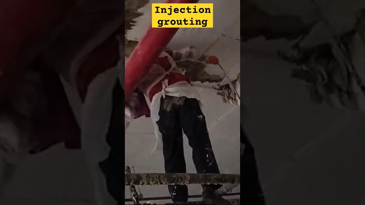 Injection Grouting pu in basment slab #injection #grouting #waterproof ...