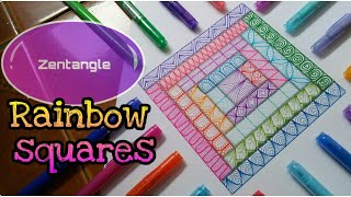 Zentangle art || Rainbow squares