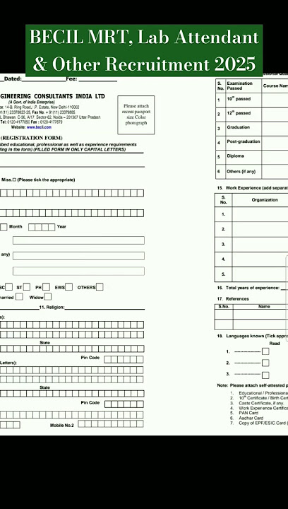 BECIL MRT, Lab Attendant & Other Recruitment 2025 #becil