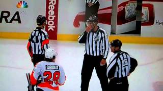 Flyers, Penguins scrum 4/1/2012