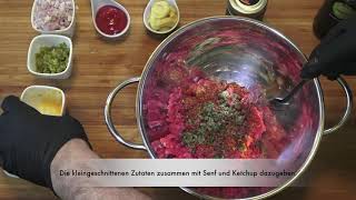 Flanksteak-Tatar mit Kapern und Sardinen