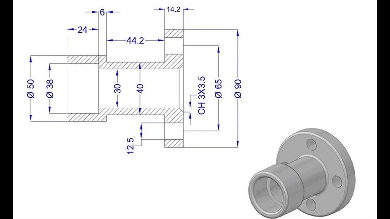 Drafting of a stepped flange component   Made with Clipchamp