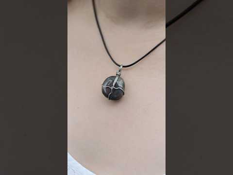 Кулон натуральний камінь Агат Моховий в обплетенні 30мм+- на шнурі L-45-50см нержавіюча сталь, видео 1