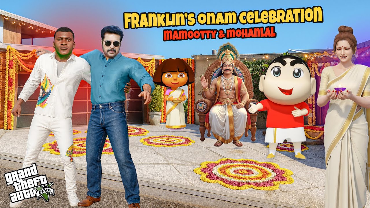 Franklin & Shinchan Celebrate Onam with Maveli 🏆 Mammootty & Mohanlal in GTA 5 Malayalam