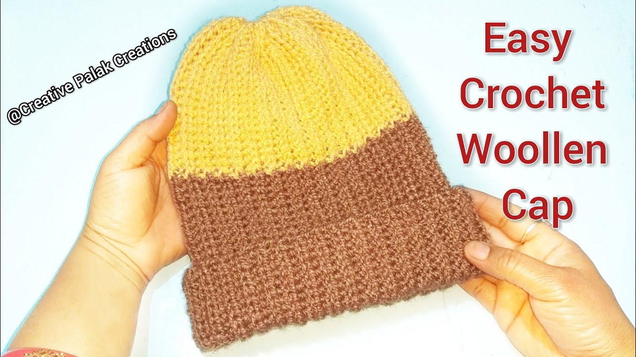 Crochet woollen cap for men and women 