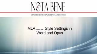 Nota Bene Software Tutorial: MLA (or any other) Style in Word and Opus screenshot 5