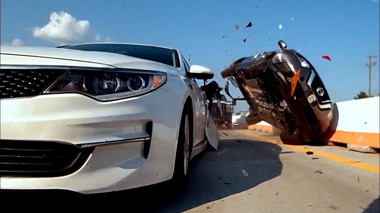 SUV DEMOLISHES CARS IN CONSTRUCTION ZONE CRASH - YouTube