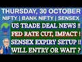 NIFTY &amp; BANK NIFTY PREDICTION AND ANALYSIS FOR THURSDAY, 30 OCTOBER 2025 | TRUMP TARIFF | SENSEX