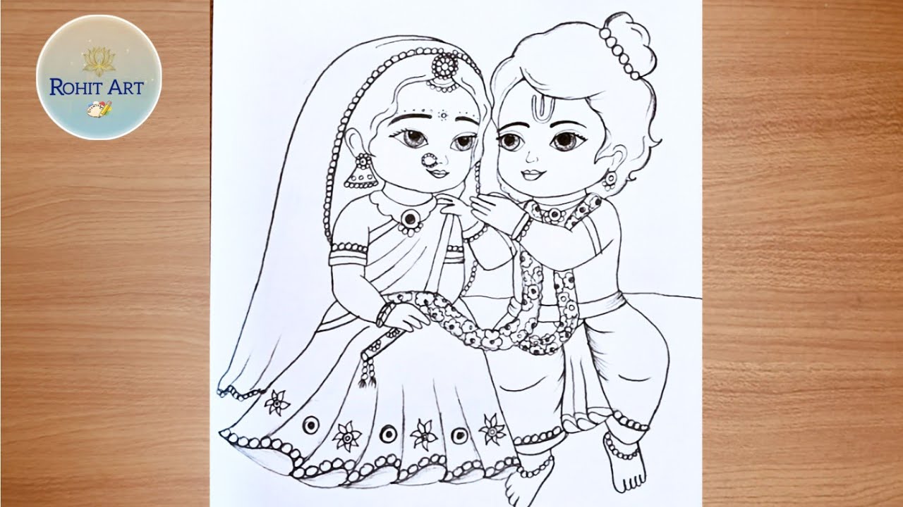 Radha Krishna Pencil Drawing Sketch Tutorial| Radha Krishna Ki Drawing | Krishna Ji Drawing | 