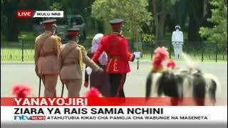 President Samia Suluhu gets 21-gun salute, inspects guard of honour at State House