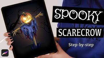 Halloween Drawing Tutorial - How To Draw a Scarecrow in Procreate