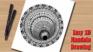 How to draw 3D Mandala Art || Step by Step Mandala Drawing Tutorial || Easy Mandala Art for beginner