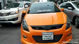 Custom Hyundai I10 Car. Orange Colour Hyundai I20 Car Full Modified