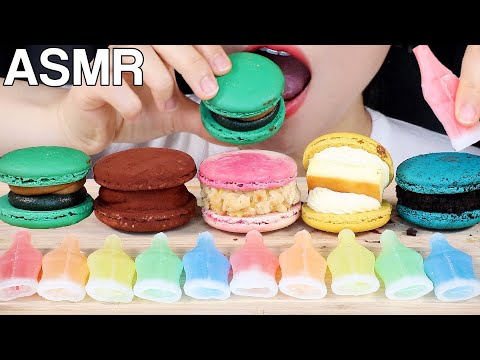 ASMR <strong>Macarons</strong> Nik-L-Nip Wax Bottles 마카롱, 닉클닙(왁스병 캔디) 먹방 Eating Sounds Mukbang